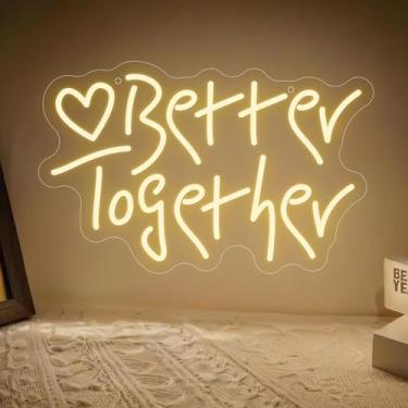 Imagem de Neonawall Better Together Neon Sign for Wall Decor Heart Light Up Letters Led Sign Birthday Party Gifts Led Decorative Night Signs Room Decorations Supplies Party Signs Birthday Gift for Home Bedroom