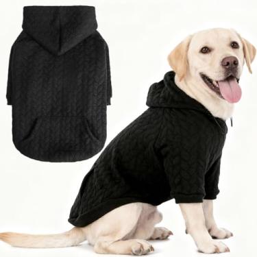 Imagem de EXPAWLORER Moletom com capuz para cães, roupas quentes para animais de estimação pequenos, médios e grandes, meninos gril, moletom com bolsa para clima frio outono inverno, casaco com capuz para gatos