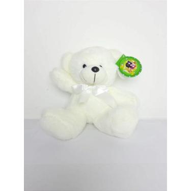 Imagem de Urso Fofura Branco de Pelúcia Premium 17 cm com Laço Elegante - Tuka T