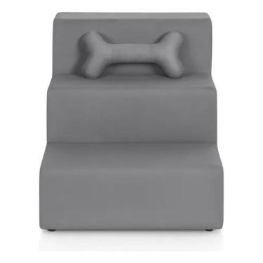 Imagem de Escada Para Pet 3 Degraus Com Osso Tecido Suede - Dritex, Suede Cinza