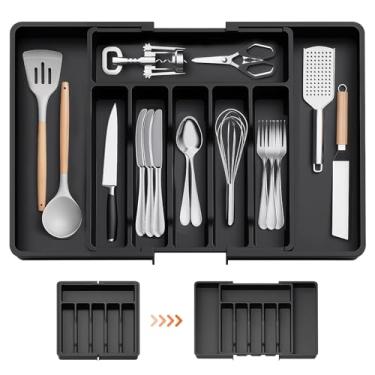 Imagem de Organizador de Talheres para Gaveta Expansível Separador Porta Talher Ajustável Talher Utensílio Facas Suporte Separador Organizador Gaveta Cozinha Grande Organizador Talher Gaveta Extensível