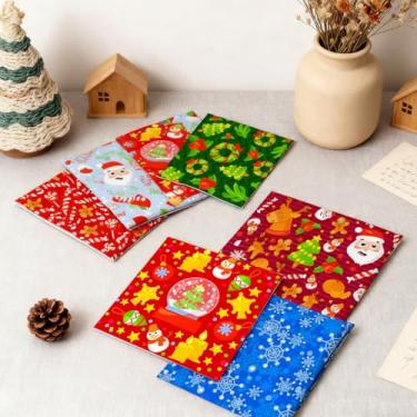 Imagem de 6 pacotes de tecido acolchoado de Natal, quadrados de tecido de padrão diferente com boneco de neve e Papai Noel, suprimentos de artesanato de costura de algodão DIY 50 * 50 cm