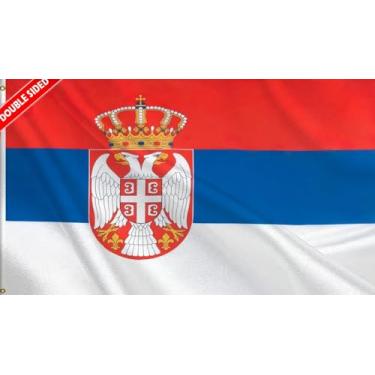 Imagem de HVATLTL Bandeira de barco da Sérvia de 3 camadas dupla face, 30 x 45 cm, nylon 220D resistente, cores vivas, bandeiras náuticas sérvias com 2 ilhós de latão para barco, quadriciclo, caminhão