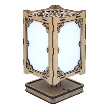 Imagem de Luminária tipo Abajur com efeito Chamas de Vela em Madeira MDF com 20cm à bateria