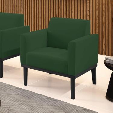 Imagem de Poltrona Decorativa Pés Fixo Em Madeira Preto Veludo Verde Esmeralda