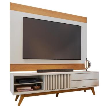 Imagem de Rack Para Sala Venice Com Painel Para Tv 75 Pol Cairo C04 Off White Matte Freijó - Lyam Decor