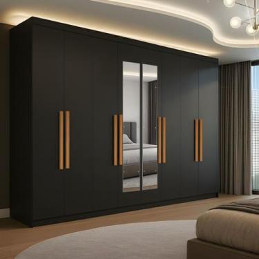 Imagem de Guarda-roupa Casal com Espelho 8 Portas 4 Gavetas Paris - Maxel