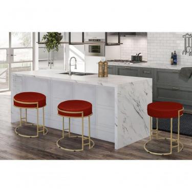 Imagem de Puff Decorativo Sarah Sala E Recepção Metal Dourado Veludo