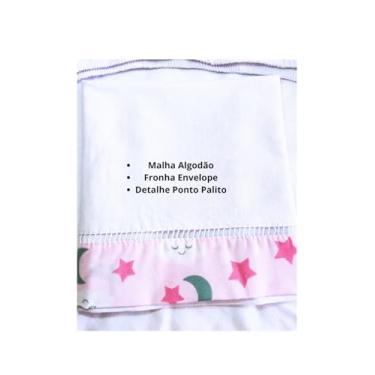 Imagem de Jogo de Lençol 2 Pçs Simples com Elástico Berço Americano Céu Malha com Ponto Palito e Barrado
