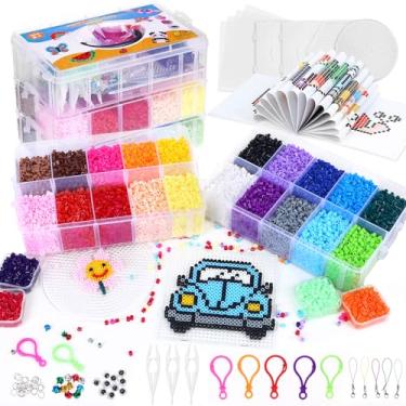 Imagem de QUEFE Kit de miçangas fusíveis - 21.000 peças de 5 mm em 24 cores com mais de 80 acessórios e caixa de armazenamento, artes e artesanato DIY para crianças, brinquedo criativo e ideia de presente para