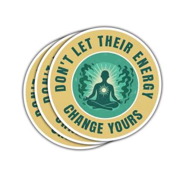Imagem de (3 peças) Adesivos Don't Let Their Energy Change Yours, decalques de vinil com citação Mindfulness para garrafas de água, laptops e diários, adesivos espirituais de energia positiva para autocuidado e
