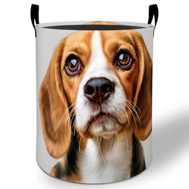 Imagem de Beagle Cesto de roupa suja para cães, 50 x 40 cm, bonito animal de estimação, dobrável, impermeável, balde de armazenamento de roupas Oxford para quarto, banheiro, quarto, berçário, organizador de