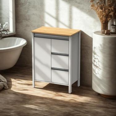 Imagem de Gabinete Armário Banheiro Ditália 3 Gavetas Bn-08 Branco