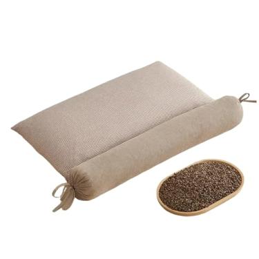 Imagem de Travesseiro inovador de trigo sarraceno destacável 2 em 1, 3 modos: amigo da pele, respirável, ajuste de curvas, suporte de 3 pontos para pescoço/ombro/cabeça, auxilia nas articulações, sono profundo