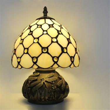 Imagem de Luminária de mesa retrô americana de luxo e criativa para sala de estar, quarto, cabeceira, escritório, casa de campo ou hotel, com vitral (Estilo 34)