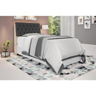 Imagem de Cabeceira Box Solteiro 0,88 Isis Amarula Com Capitonê Preto - Framar Móveis