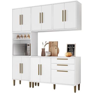 Imagem de Cozinha Completa Lorena 11 Portas 2 Gavetas Branco Kaiki Móveis