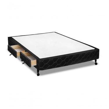 Imagem de Cama Box Castor Casal Poli Preto Com 2 Gavetas 138x188x27cm
