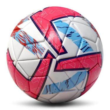 Imagem de Champhox Bola de futebol tamanho 5, couro PU impermeável de longa duração, bola oficial com bomba e agulhas (rosa)