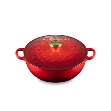 Imagem de Panela Marmita Holly Tradicional 26 cm com Pegador Dourado Vermelho Le Creuset