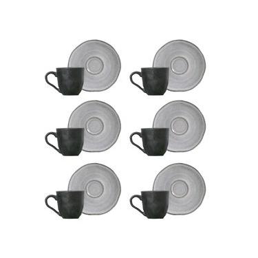 Imagem de Conjunto de Xícaras de Café com Pires Porto Brasil Orgânico Concreto 6 peças - 120 ml