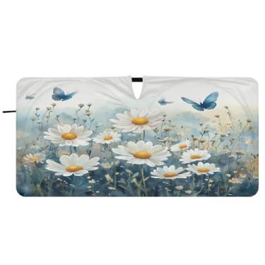 Imagem de Blueangle Aquarela Meadow Daisies Para-brisa Para-brisa - 149.9 cm x 76.2 cm Dobrável Carro Frontal Protetor Solar Blocos Raios UV Viseira de Sol (686)