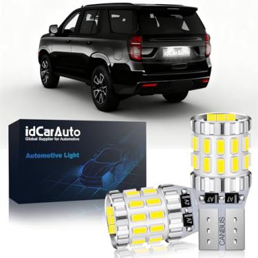 Imagem de idCarAuto Lâmpadas LED 194 168 2825 W5W T10 pacote com 2 – 6000K branco, 3030 chips, luzes de substituição interior/exterior do carro (para Chevy Tahoe (2015-2023))