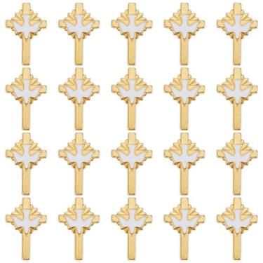 Imagem de PLIGREAT 20 peças de alfinetes cruzados vintage, alfinetes de lapela cruz de liga branca broches de pomba sagrada broche decorativo para roupas, bolsas de chapéu, acessórios, dourado