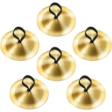 Imagem de Boao 6 peças de pratos de dedo dança do ventre dedo zills dança dedo instrumento musical para festa de dança (latão, ouro)