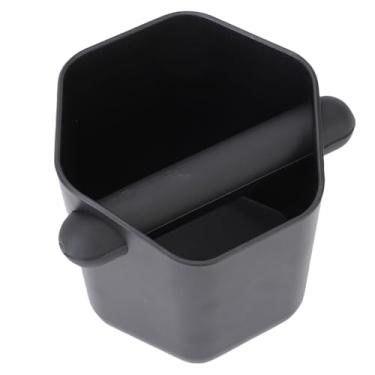 Imagem de ZAWELIYO Caixa de Batida de café Em Forma de Prisma Hexagonal 600ML Grande Capacidade Silenciosa Antiderrapante para Entusiastas de café ABS (Preta)