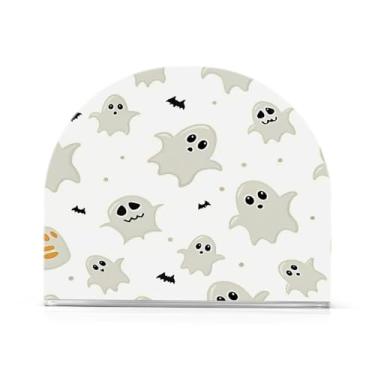 Imagem de JUZIHAI Porta-guardanapos de Halloween bonito Boo para mesa dispensador de guardanapos de acrílico para mesa suporte de lenços independente para cozinha sala de jantar bar festa decoração de casa