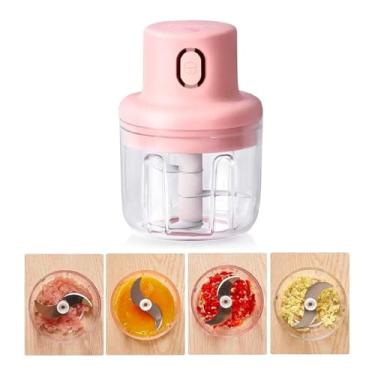 Imagem de Mini Processador Elétrico de Alimentos Sem Fio, 250ml, Aço Inoxidável, USB, 45W, para Alho, Cebola, Gengibre