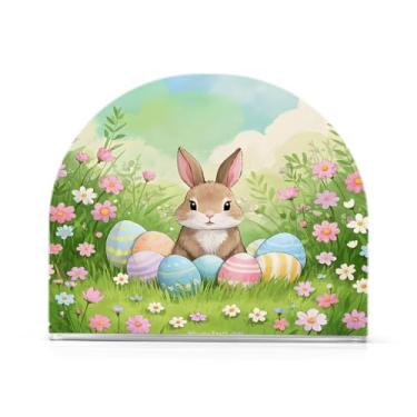 Imagem de JUZIHAI Coelhinho da Páscoa Porta-guardanapos para mesa Dispensador de guardanapo de acrílico para mesa Suporte de lenços independente para cozinha sala de jantar bar festa decoração de casa