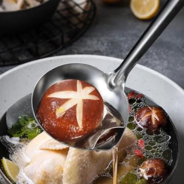 Imagem de Colher armadilha de gordura de aço inoxidável – Coador de óleo de cozinha e colher de sopa para panela quente, restaurantes, lanchonetes e cozinhas comerciais/extragrande