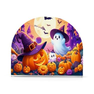Imagem de Qilmy Porta-guardanapos de acrílico fantasma de Halloween, suporte de guardanapo de coquetel de plástico transparente para mesas de restaurante de cozinha, 2 peças