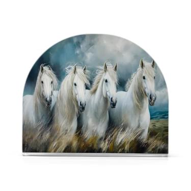 Imagem de JUZIHAI Porta-guardanapos Highland Horses para mesa dispensador de guardanapo de acrílico para mesa suporte de lenços independente para cozinha sala de jantar bar festa decoração de casa