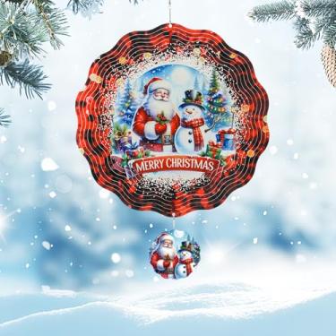 Imagem de Riletese Giradores de vento de Natal ao ar livre - presentes de Natal para mulheres, mães e homens, boneco de neve fofo 3D, Papai Noel, girador de vento de inverno para decoração de jardim, giradores