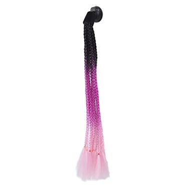 Imagem de CUOFYUNL Capacete de motocicleta tranças rabo de cavalo elegante capacetes dreadlocks peruca com ventosa (preto roxo rosa)