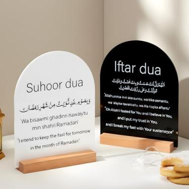 Imagem de Geelin Ramadan Kareem Iftar Decorações Suhoor e Iftar Duas Placa para Casa Eid Mubarak Decoração de Mesa Presente Decoração Islâmica Eid Mubarak Placa de Acrílico para Mesa Prateleira Sala de Estar