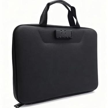 Imagem de SEEKIND Caixa de documentos à prova de fogo com fechadura, estojo rígido organizador de arquivos com pasta de arquivos sanfonada, cofre de viagem portátil multicamadas para documentos importantes e