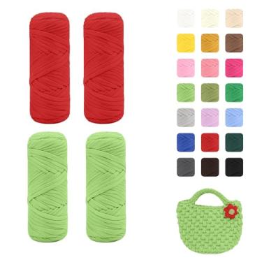 Imagem de Maxee Pacote com 4 fios de camiseta premium (200 g/75 m cada), fio de fita macia para crochê e tricô - cor intensiva e fácil de cuidar