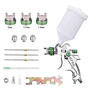 Imagem de HVLP. Pintura de pulverização 600ml 1.4/1.7/2.0mm Tamanho do bico do bico de água Uso de pintura para pistolas de pintura de carro(Green,US plug)