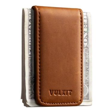 Imagem de Carteira VULKIT Magnetic Leather Money Clip Slim 8x5cm