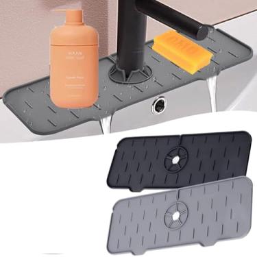 Imagem de RZJZGZ Pia de cozinha de 14,5 polegadas protetor de respingos tapete de torneira de silicone protetor contra respingos para pia de cozinha, coletor de respingos para cozinha e banheiro