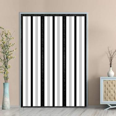 Imagem de Cortina de porta isolada, capa de porta térmica magnética, tela de privacidade com fecho automático, mãos livres para pátio, cozinha, quarto, sala de ar condicionado, serve para portas de até 183 x