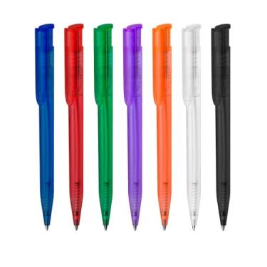 Imagem de Caneta Esferográfica de Papel Reciclado com Detalhes em PLA Biodegradável, Kit com 1 e 2 Unidades, Escrita Azul (Verde e Vermelho)