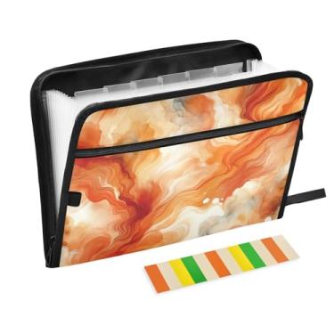 Imagem de Pasta de arquivo expansível em aquarela laranja com 13 bolsos, sanfonada, organizador de documentos para tamanho carta e tamanho A4 para material de escritório escolar
