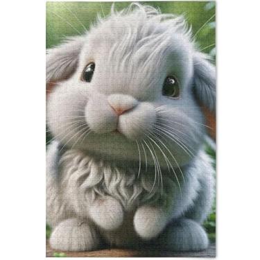 Imagem de Coelho fofo coelho personalizado quebra-cabeça para adultos 1000 peças amantes presentes família quebra-cabeça cena outono família brinquedo arte, 75 cm x 50 cm