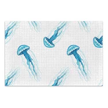 Imagem de Quebra-cabeça 1000 peças adulto aquarela azul água-viva animal flor arte mordaça presente quebra-cabeça elefante branco, 75 x 40 centímetros