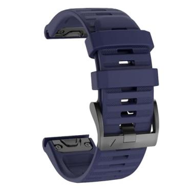 Imagem de GANYUU Pulseira de relógio de 26 mm para Garmin Fenix 7X Pro/Fenix 7X/Fenix 6X/Fenix 6X Pro/Fenix 5X/Fenix 3, pulseira de silicone macio de 26 mm para Garmin Descent Mk3i 51 mm/Epix Pro de 51 mm (azul